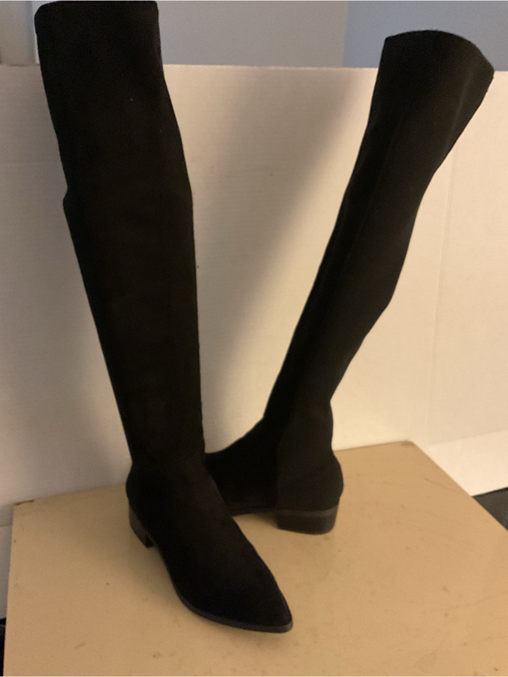 Steve Madden women black suede stretch over the knee Jolly boots US 9